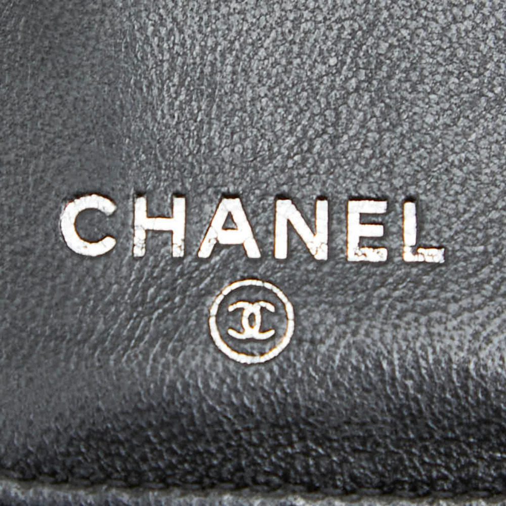 CHANEL Black Lambskin Leather Logo Wallet - Picture 9 of 11